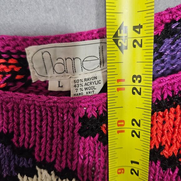 80's Eleven Vibe Vintage Nannell Artsy Abstract Knit Sweater Shoulder Pads Retro - Picture 2 of 7
